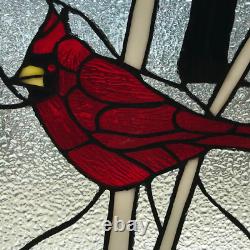 Cardinal Songbird Stained Glass Window Panel, 119-pieces of stained glass