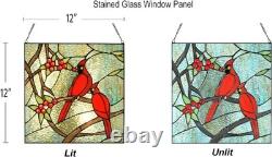 Cardinal Stained Glass Panel Tiffany Style Window Hanging