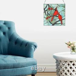 Cardinal Stained Glass Panel Tiffany Style Window Hanging