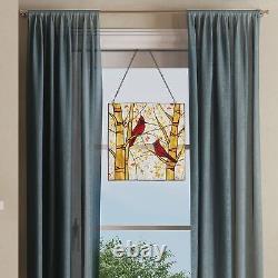 Cardinals in Fall Stained Glass Panel