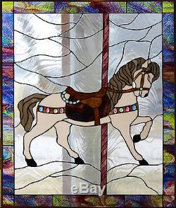 Carousel Horse #3 Stained Glass Window Panel EBSQ Artist