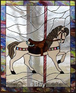 Carousel Horse #3 Stained Glass Window Panel EBSQ Artist
