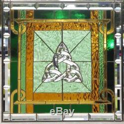 Celtic Beauty Beveled Stained Glass Window Panel 23 1/2 x 23 1/2