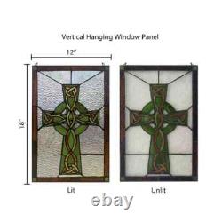 Celtic Cross Stained Glass Window Panel