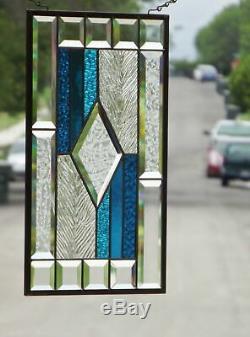 Center Stage Beveled Stained Glass Window Panel 17 3/8 x 10 3/8