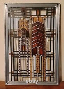 Certified Frank Lloyd Wright Stained Glass Suncatcher Panel