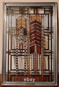 Certified Frank Lloyd Wright Stained Glass Suncatcher Panel