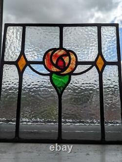 Charming Elegant Edwardian Compact Stained Glass Window Panel