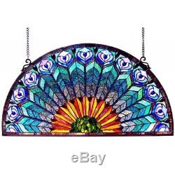 Chloe Peacock Design Half Round Stained Glass Window Panel