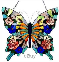 Chloe Tiffany Style Glass Butterfly Window Panel CH1P545BA24-GPN