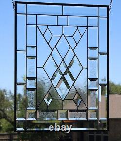 Clarity Bevels-Stained Glass Window Panel-24.5x18.5