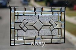 Classic Clear Beveled Stained Glass Panel 28 5/8x16 1/2
