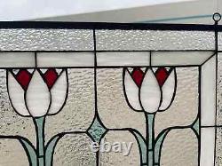 Classic English Tulips Stained Glass Suncatcher or Panel 24 x 18 with Hooks