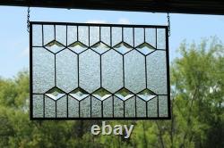 Clear Beveled Stained Glass Panel. Contemporary hanging panel