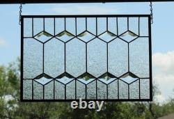 Clear Beveled Stained Glass Panel. Contemporary hanging panel