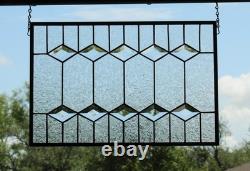 Clear Beveled Stained Glass Panel. Contemporary hanging panel