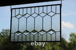 Clear Beveled Stained Glass Panel. Contemporary hanging panel