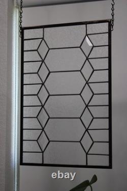Clear Beveled Stained Glass Panel. Contemporary hanging panel
