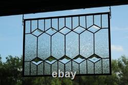 Clear Beveled Stained Glass Panel. Contemporary hanging panel