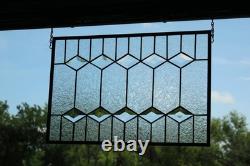 Clear Beveled Stained Glass Panel. Contemporary hanging panel
