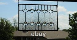 Clear Beveled Stained Glass Panel. Contemporary hanging panel