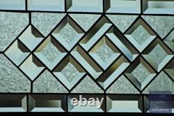 Clear Beveled Stained Glass Panel. Modern Privacy Window Hanging. Rectangular