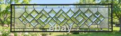 Clear Beveled Stained Glass Panel. Modern Privacy Window Hanging. Rectangular