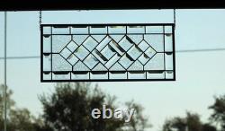 Clear Beveled Stained Glass Panel. Modern Privacy Window Hanging. Rectangular
