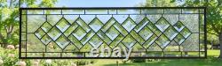 Clear Beveled Stained Glass Panel. Modern Privacy Window Hanging. Rectangular