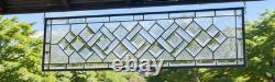 Clear Beveled Stained Glass Panel. Modern Privacy Window Hanging. Rectangular