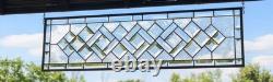 Clear Beveled Stained Glass Panel. Modern Privacy Window Hanging. Rectangular