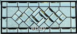 Clear Beveled Stained Glass Panel. Modern Privacy Window Hanging. Rectangular