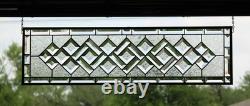 Clear Beveled Stained Glass Panel. Modern Privacy Window Hanging. Rectangular