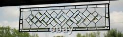 Clear Beveled Stained Glass Panel. Modern Privacy Window Hanging. Rectangular
