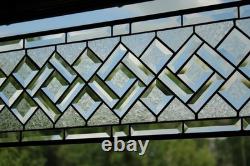 Clear Beveled Stained Glass Panel. Modern Privacy Window Hanging. Rectangular