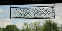 Clear Beveled Stained Glass Panel. Modern Privacy Window Hanging. Rectangular
