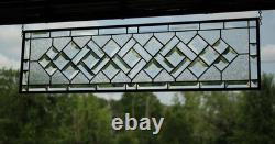 Clear Beveled Stained Glass Panel. Modern Privacy Window Hanging. Rectangular