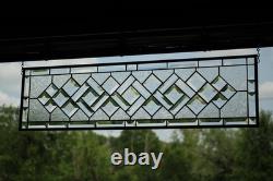 Clear Beveled Stained Glass Panel. Modern Privacy Window Hanging. Rectangular