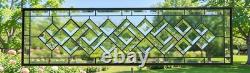 Clear Beveled Stained Glass Panel. Modern Privacy Window Hanging. Rectangular