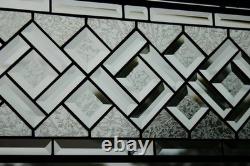 Clear Beveled Stained Glass Panel. Modern Privacy Window Hanging. Rectangular