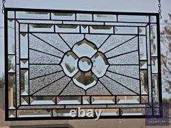 Clear Beveled Stained Glass Panel. Modern Privacy Window Hanging. Textured Art