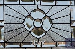 Clear Beveled Stained Glass Panel. Modern Privacy Window Hanging. Textured Art