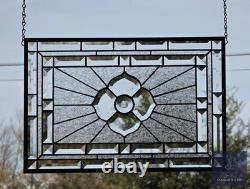 Clear Beveled Stained Glass Panel. Modern Privacy Window Hanging. Textured Art