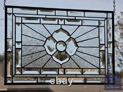 Clear Beveled Stained Glass Panel. Modern Privacy Window Hanging. Textured Art