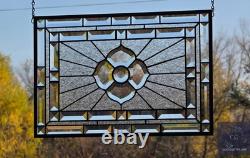 Clear Beveled Stained Glass Panel. Modern Privacy Window Hanging. Textured Art