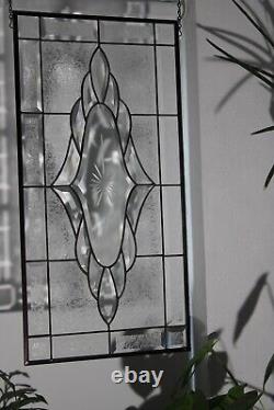 Clear Beveled Stained Glass Panel, Window Hanging 28 1/2 x 14 1/2Remarkabel