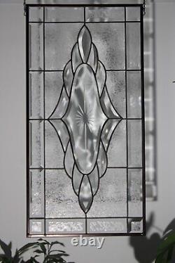 Clear Beveled Stained Glass Panel, Window Hanging 28 1/2 x 14 1/2Remarkabel