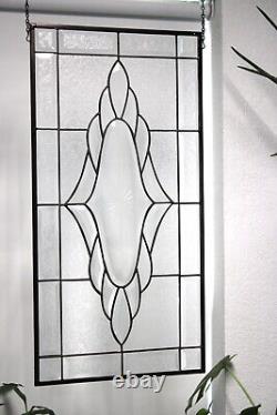 Clear Beveled Stained Glass Panel, Window Hanging 28 1/2 x 14 1/2Remarkabel