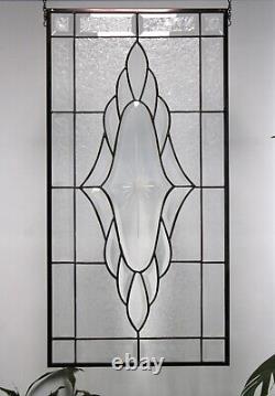 Clear Beveled Stained Glass Panel, Window Hanging 28 1/2 x 14 1/2Remarkabel