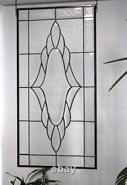 Clear Beveled Stained Glass Panel, Window Hanging 28 1/2 x 14 1/2Remarkabel